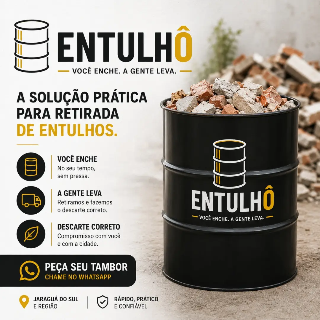 Entrega do latão metálico para coleta de entulho